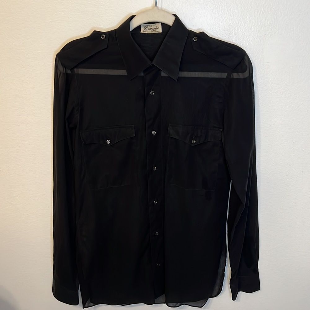 Battaglia Made in Italy vintage sheer button up blouse